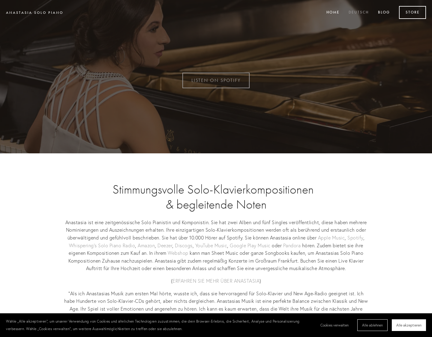 Aktuelle Website-Vorschau von Anastasia Solo Piano
