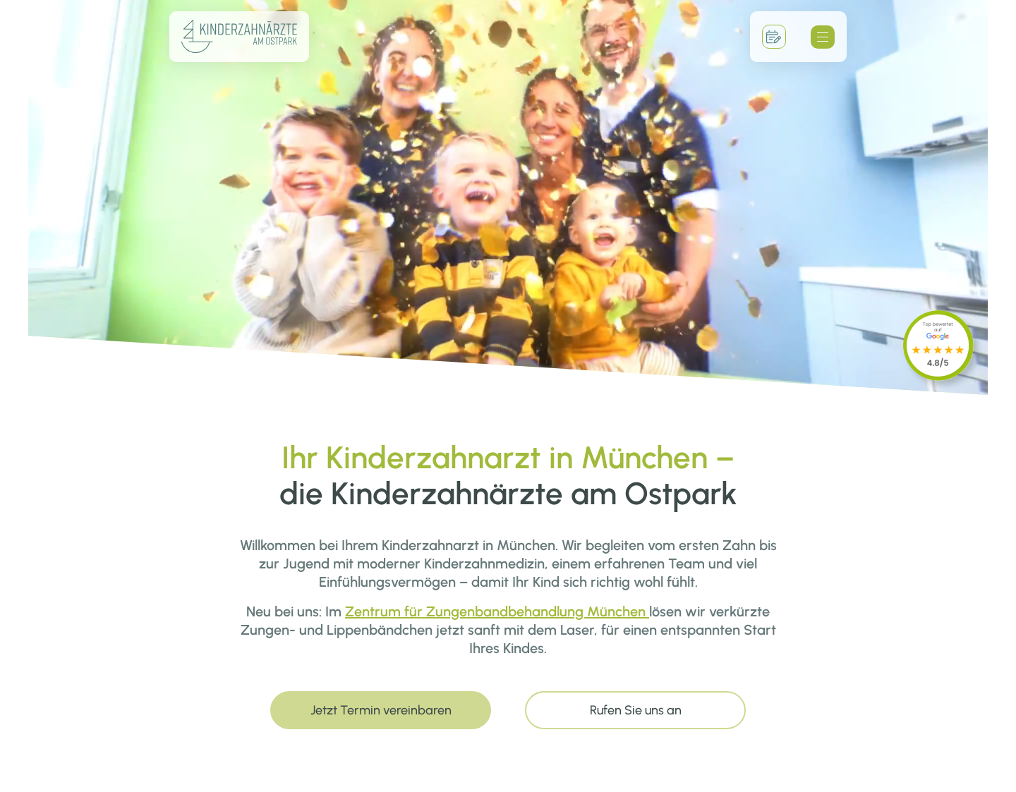 Aktuelle Website-Vorschau von Kinderzahnärzte am Ostpark MVZ GmbH in München
