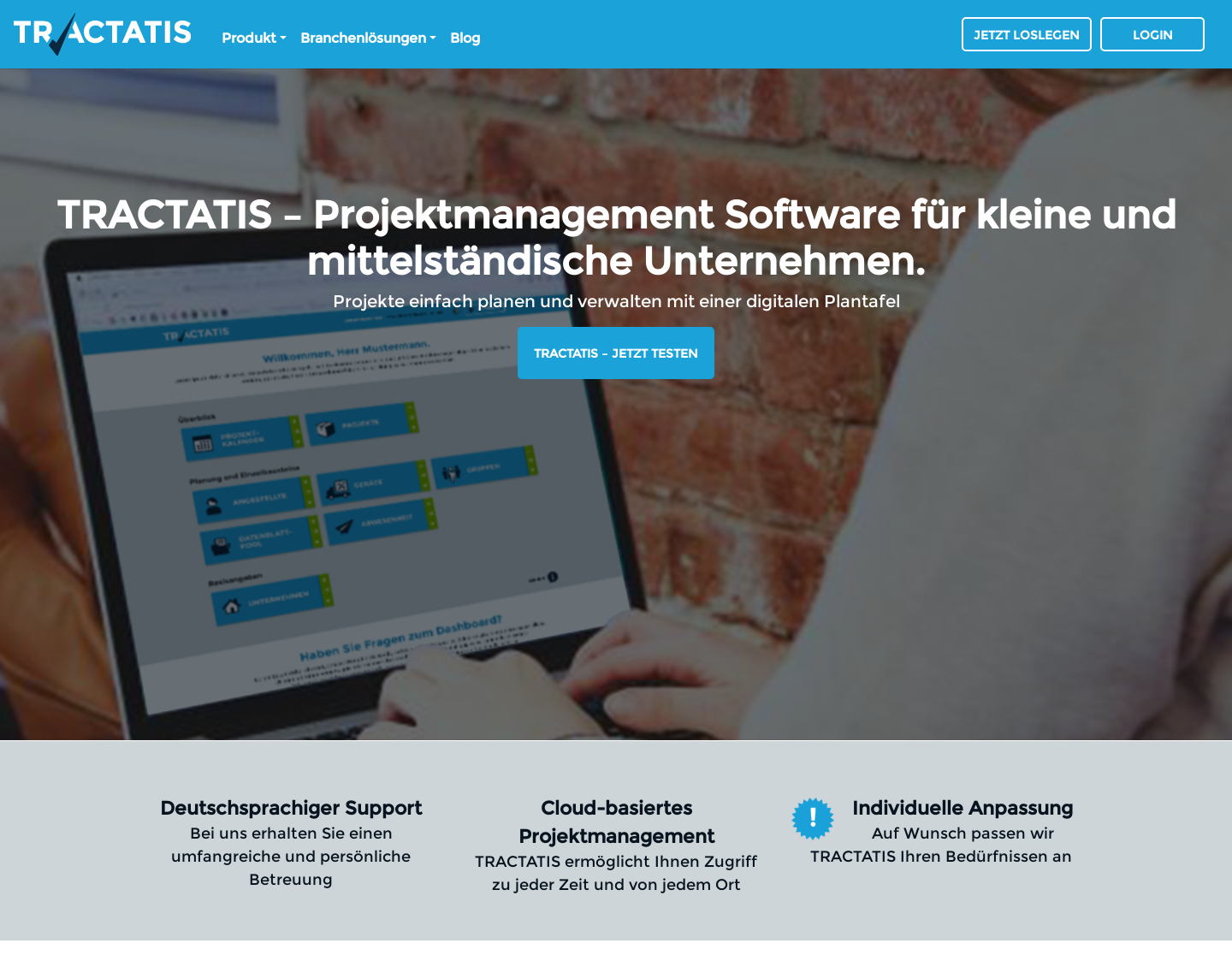 Aktuelle Website-Vorschau von TRACTATIS