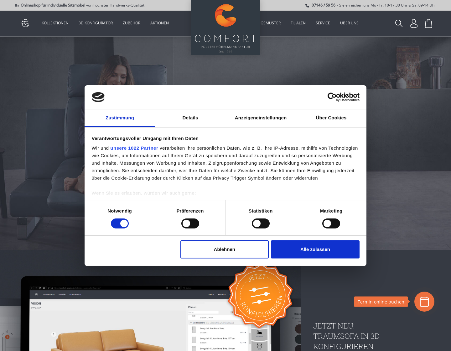Aktuelle Website-Vorschau von comfort Polstermöbel Manufaktur