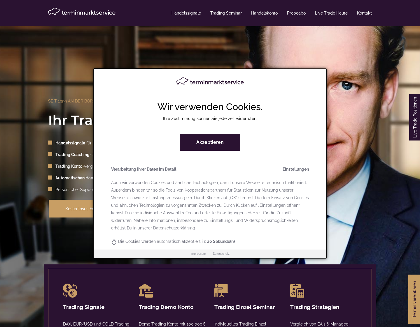 Aktuelle Website-Vorschau von Terminmarktservice - Handelssignale