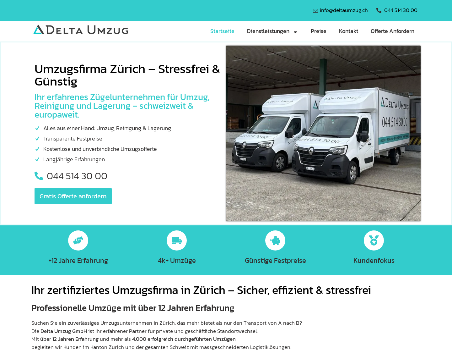 Aktuelle Website-Vorschau von Delta Umzug GmbH