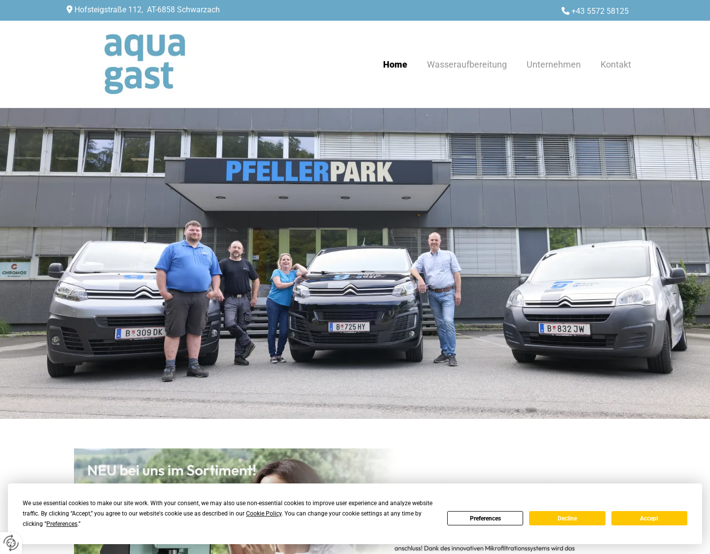 Aktuelle Website-Vorschau von Aquagast GmbH