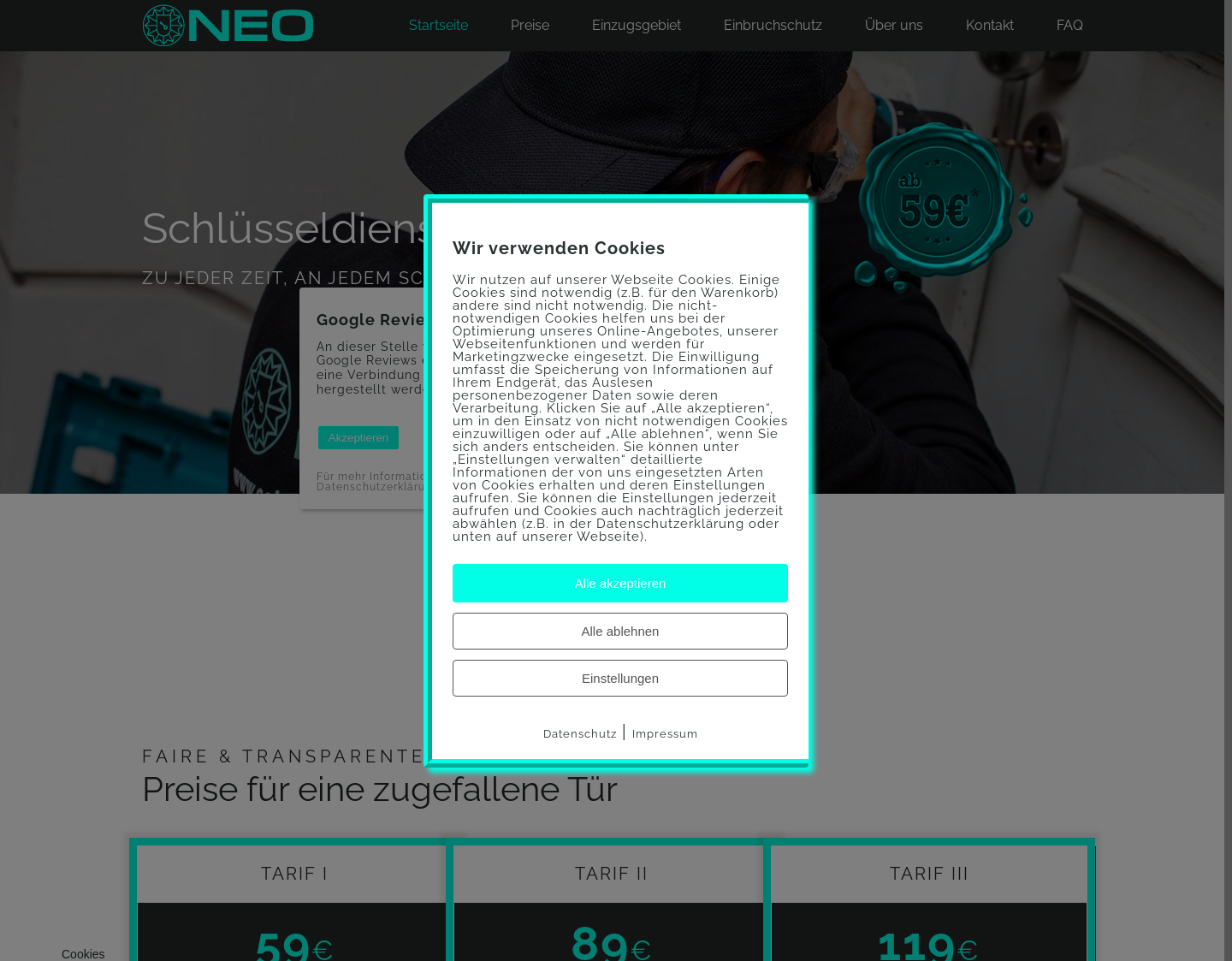 Aktuelle Website-Vorschau von NEO Schlüsseldienst Düsseldorf