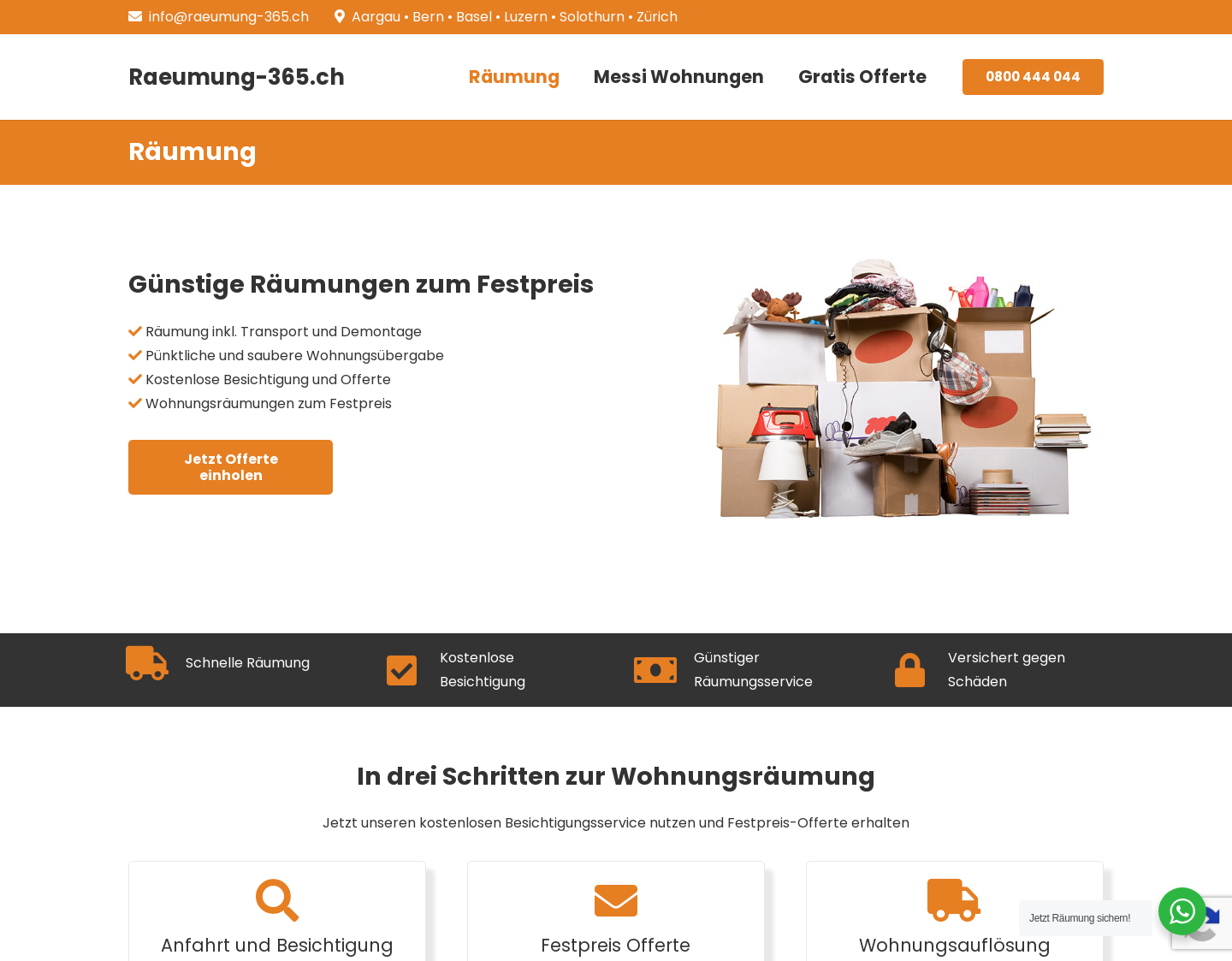 Aktuelle Website-Vorschau von Räumung und Wohnungsauflösung