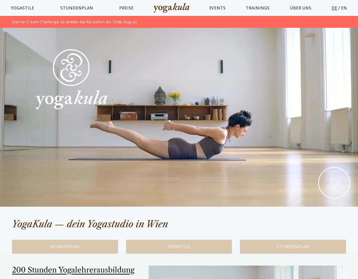 Aktuelle Website-Vorschau von YogaKula - Ein für alle zugängliches Yoga Studio
