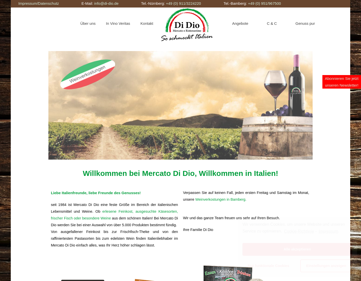 Aktuelle Website-Vorschau von Mercato Di Dio ? Willkommen in Italien