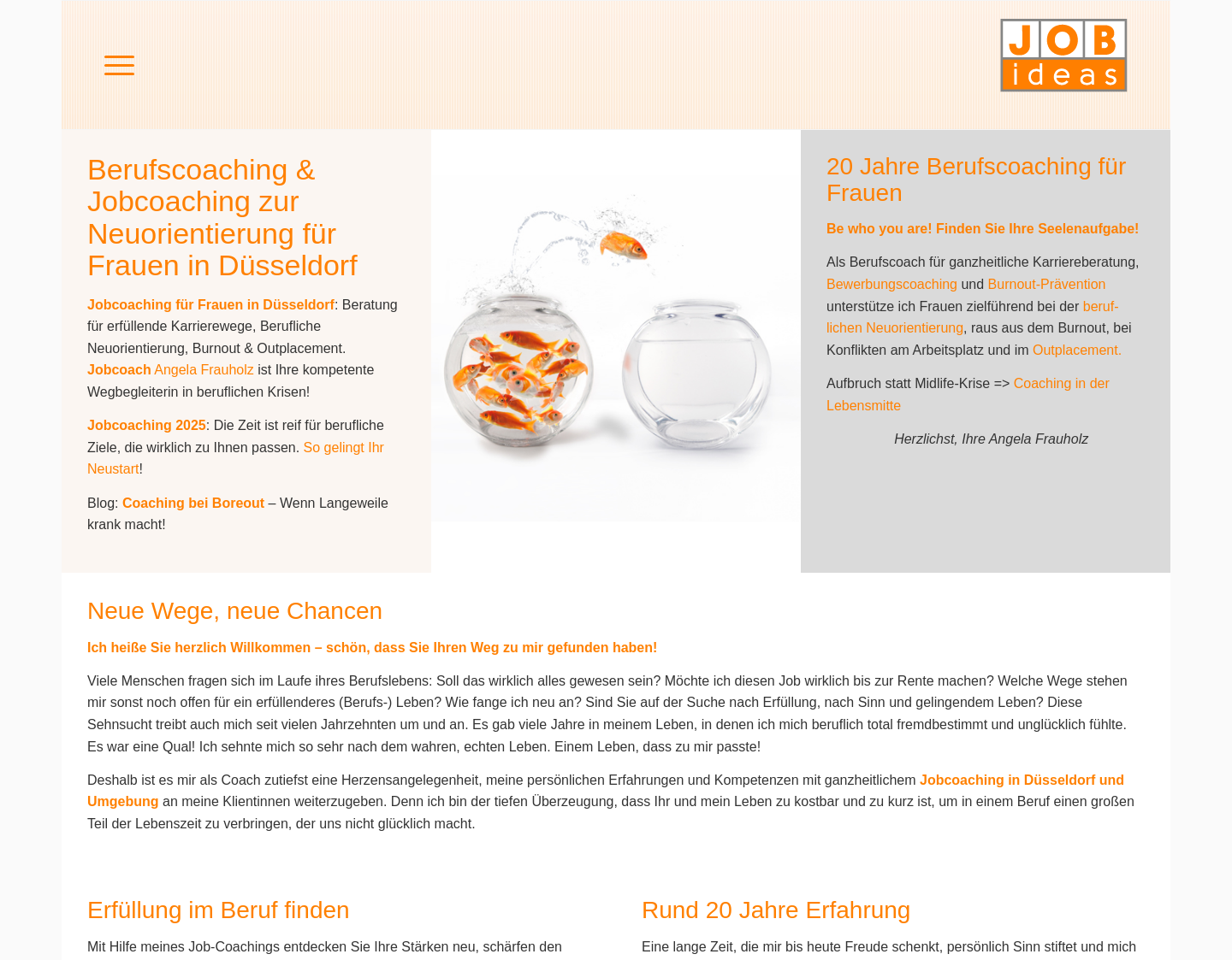 Aktuelle Website-Vorschau von J.O.B.ideas Düsseldorf - Coaching