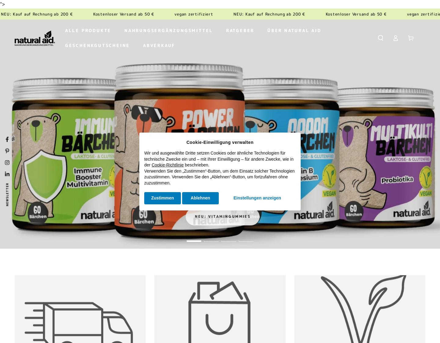 Aktuelle Website-Vorschau von natural aid