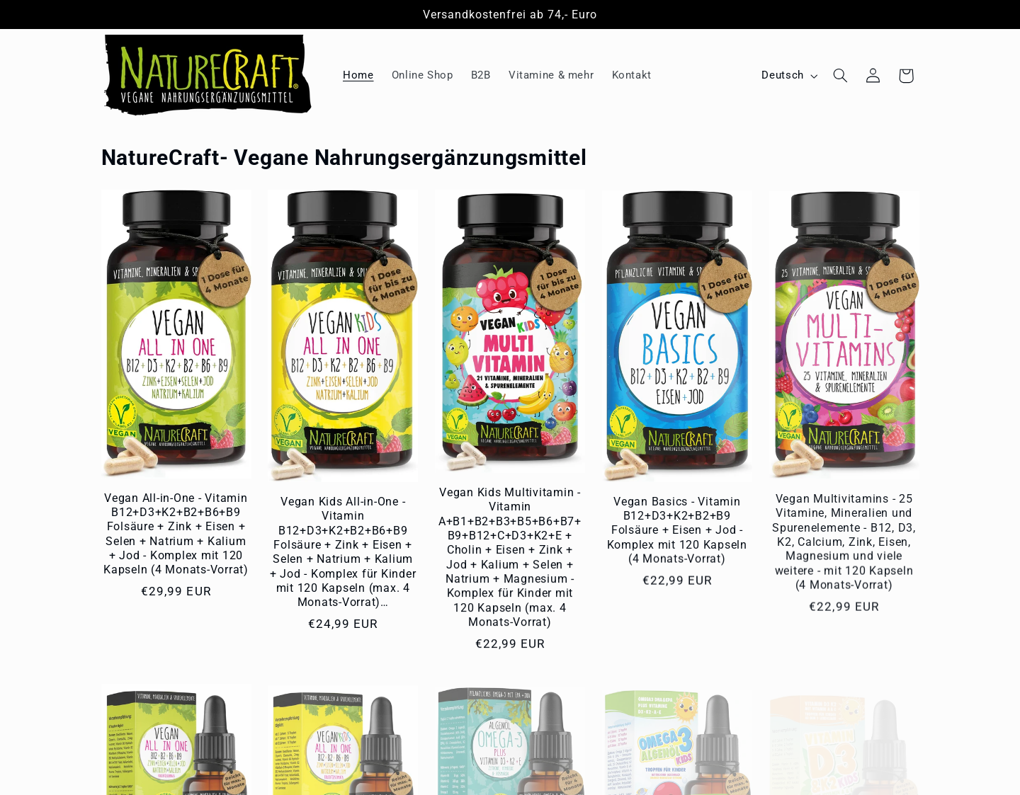 Aktuelle Website-Vorschau von Vegane Nahrungsergänzungsmittel