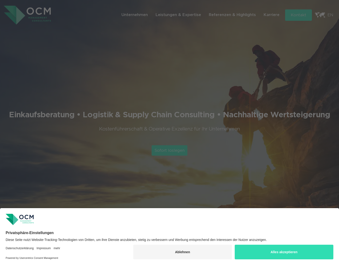 Aktuelle Website-Vorschau von OCM Management Consultants
