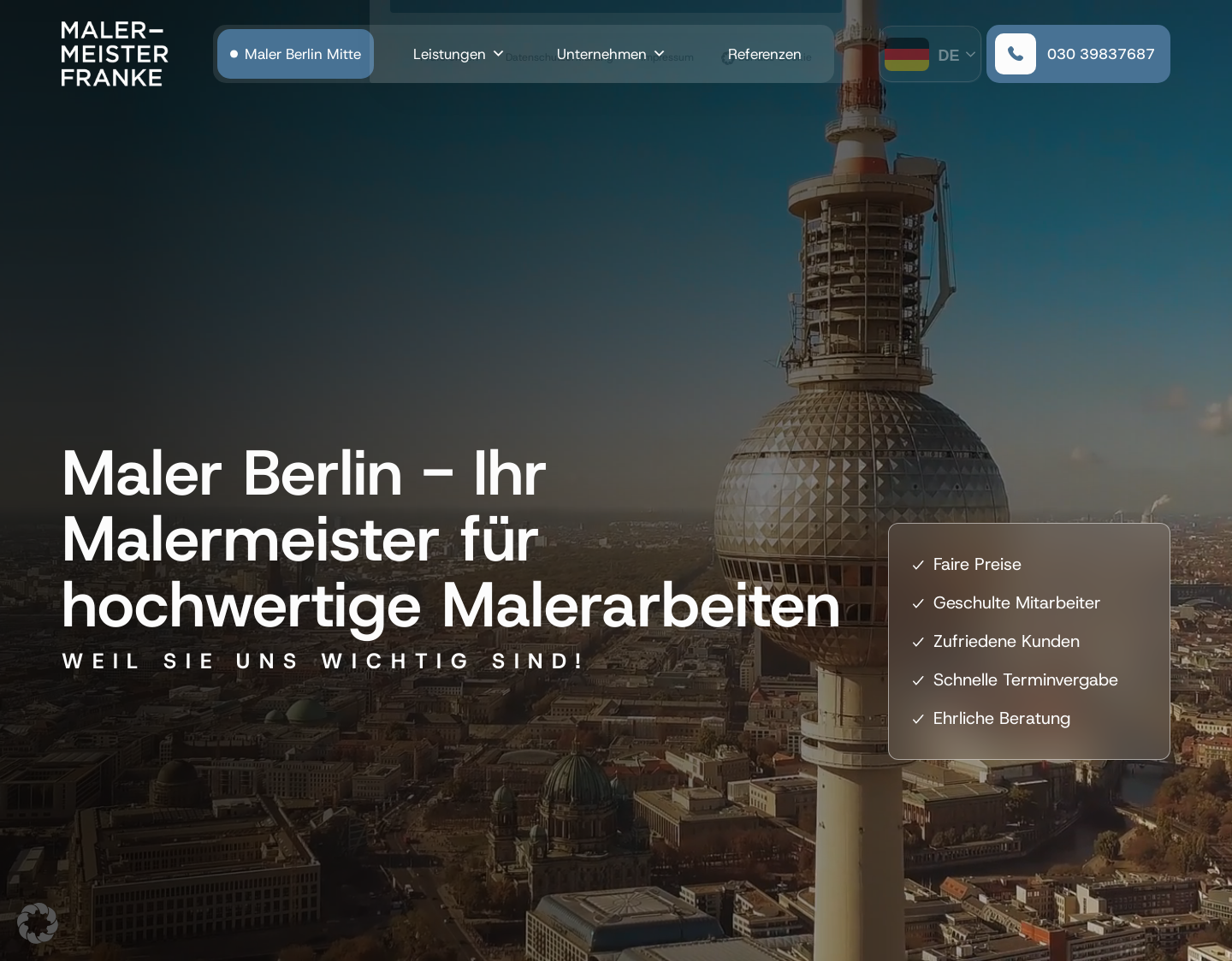 Aktuelle Website-Vorschau von Malermeister