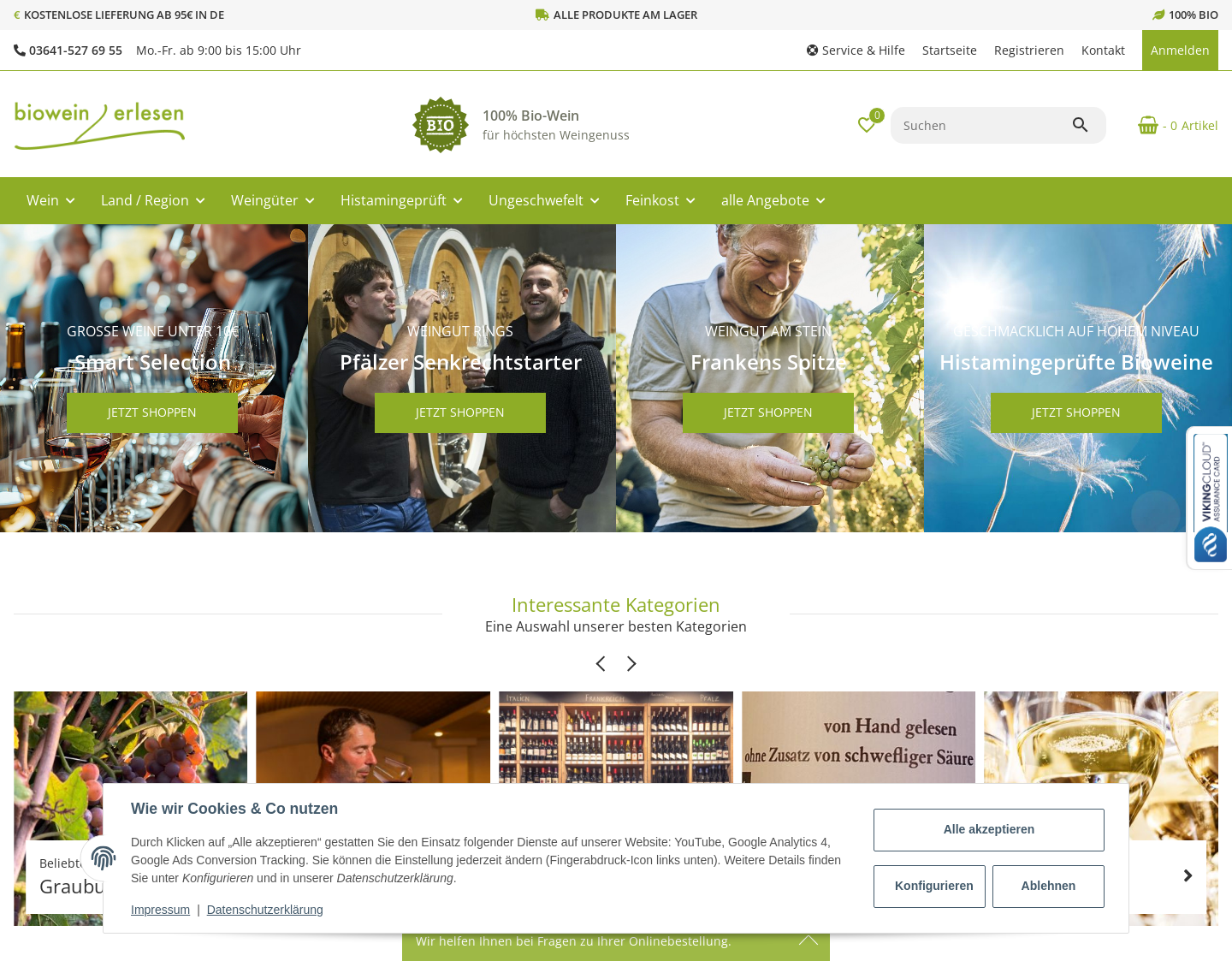 Aktuelle Website-Vorschau von biowein-erlesen.de