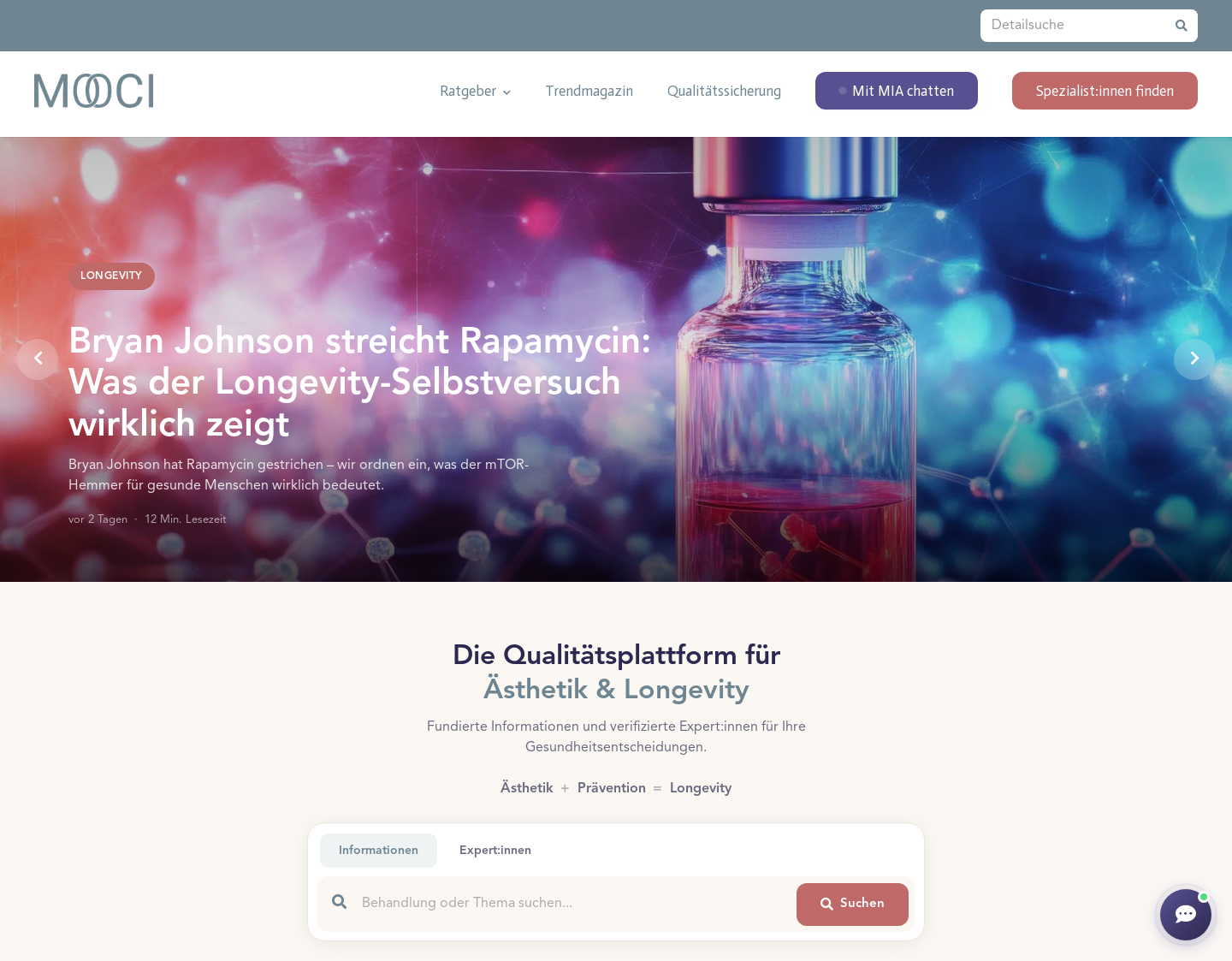 Aktuelle Website-Vorschau von MOOCI GmbH