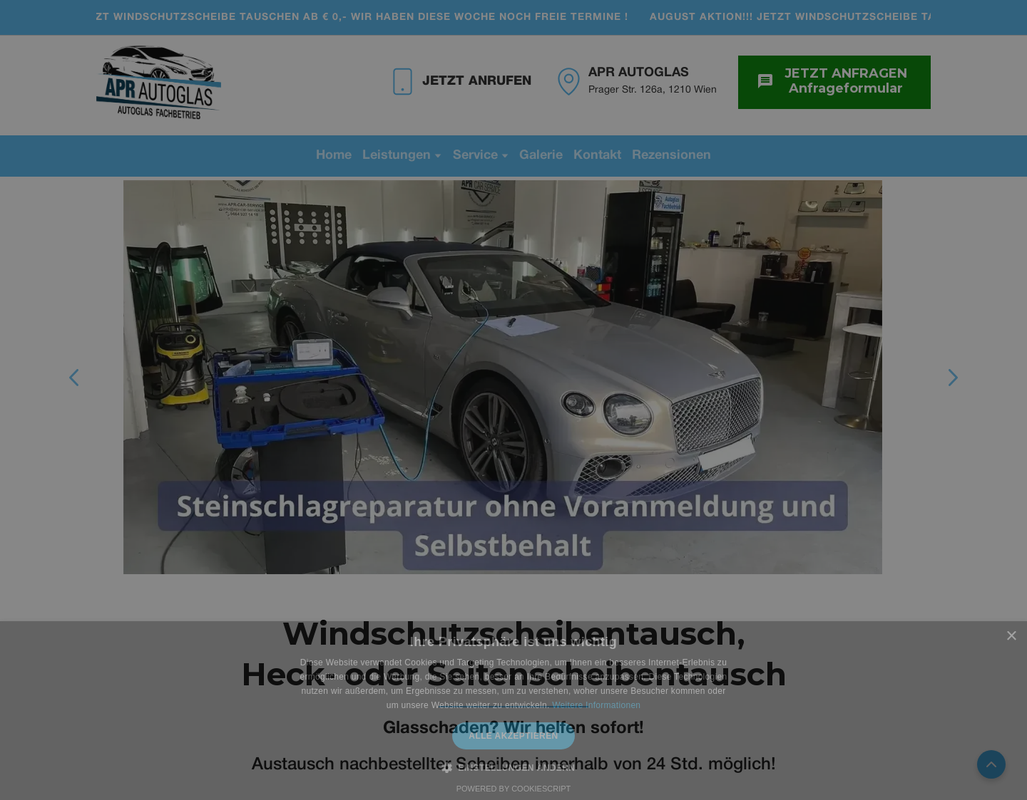 Aktuelle Website-Vorschau von APR Car Service - Rund ums Autoglas