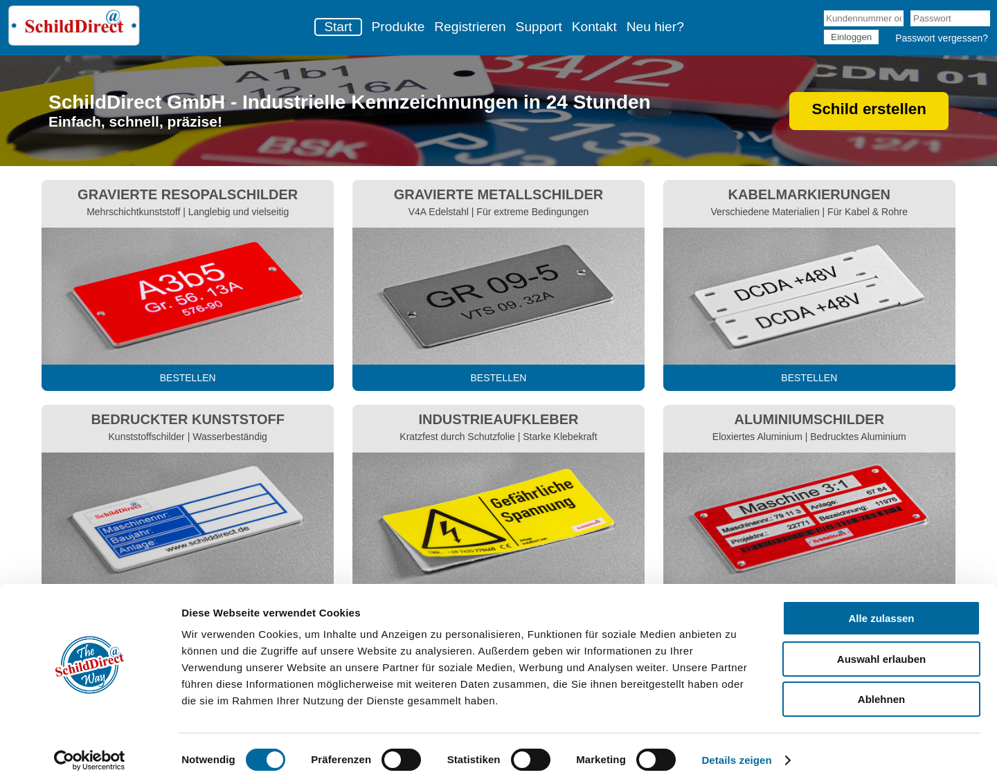 Aktuelle Website-Vorschau von SchildDirect GmbH