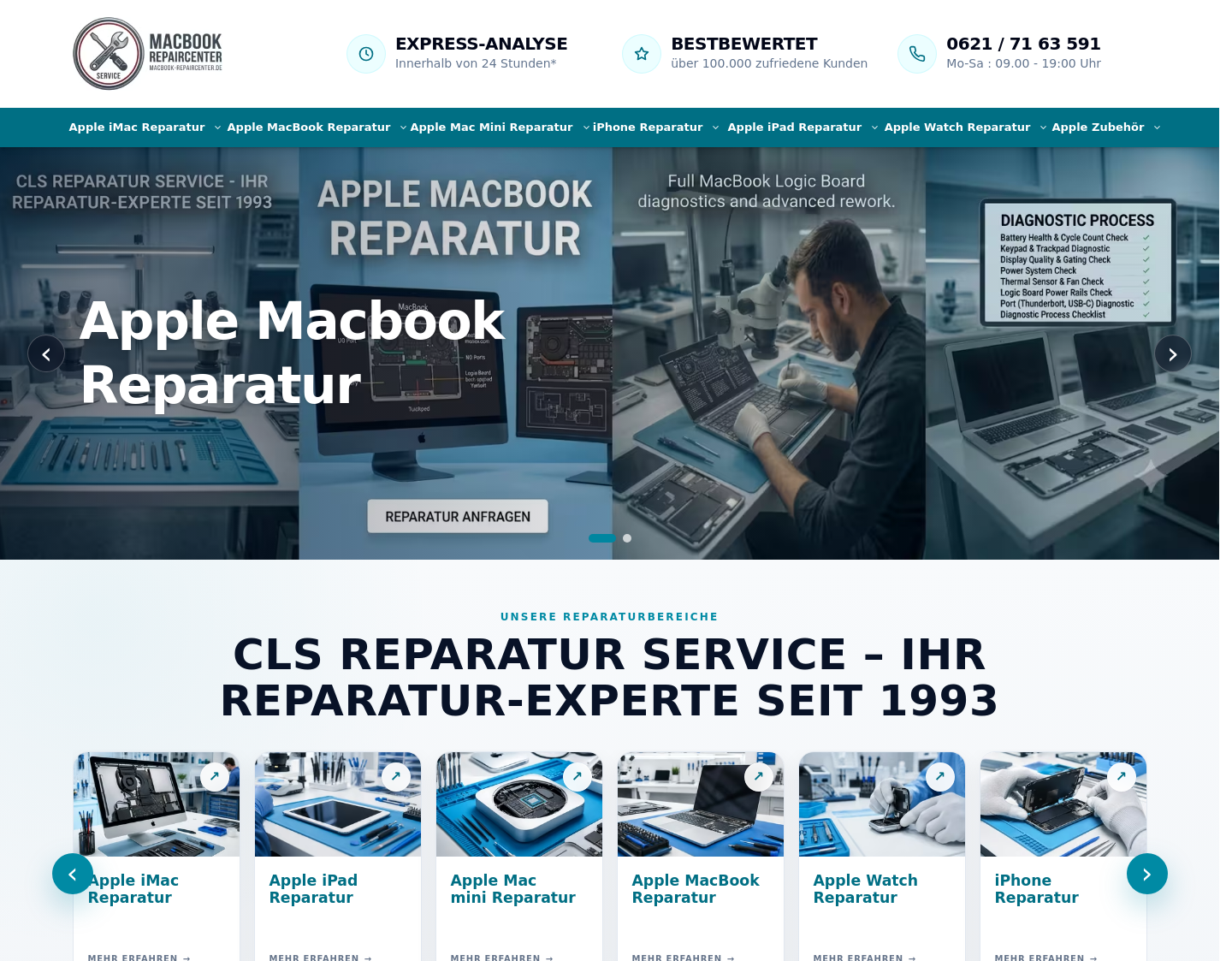 Aktuelle Website-Vorschau von CLS MacBook Reparatur at Mannheim