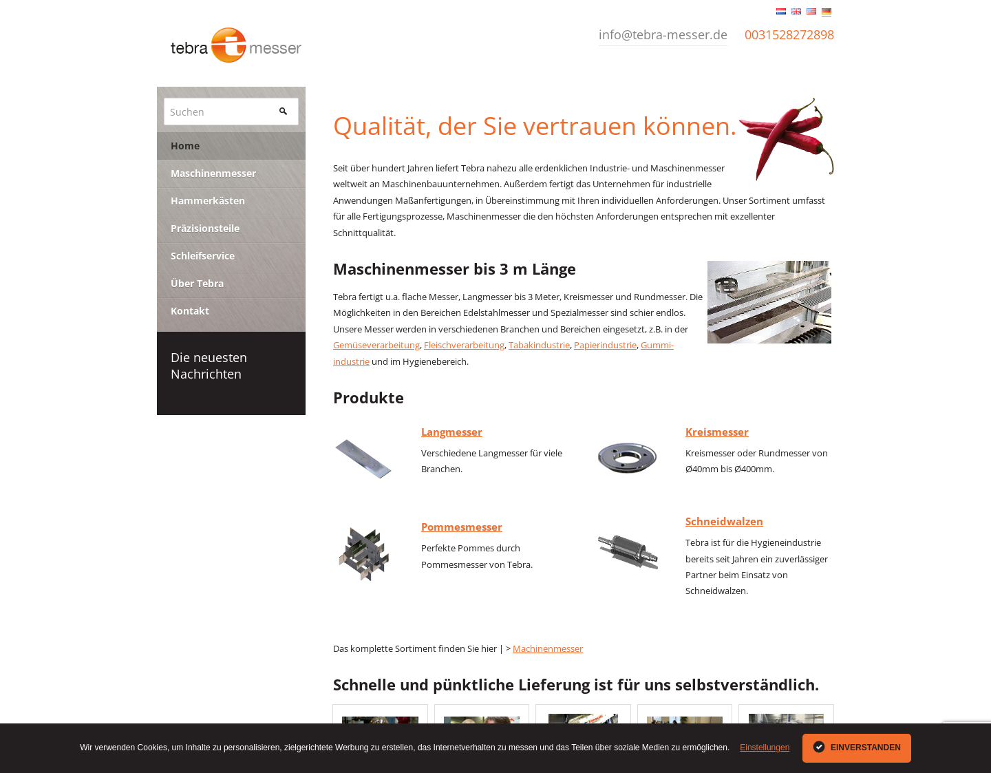 Aktuelle Website-Vorschau von Industriemesser