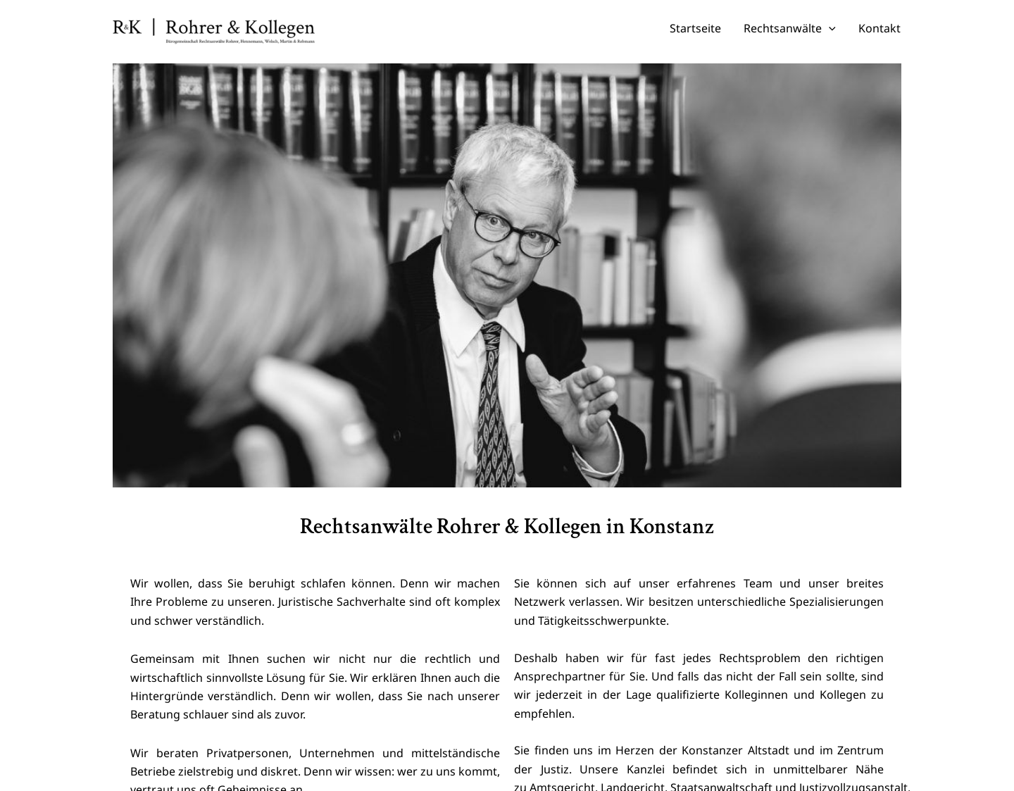 Aktuelle Website-Vorschau von Rechtsanwälte Rohrer & Kollegen