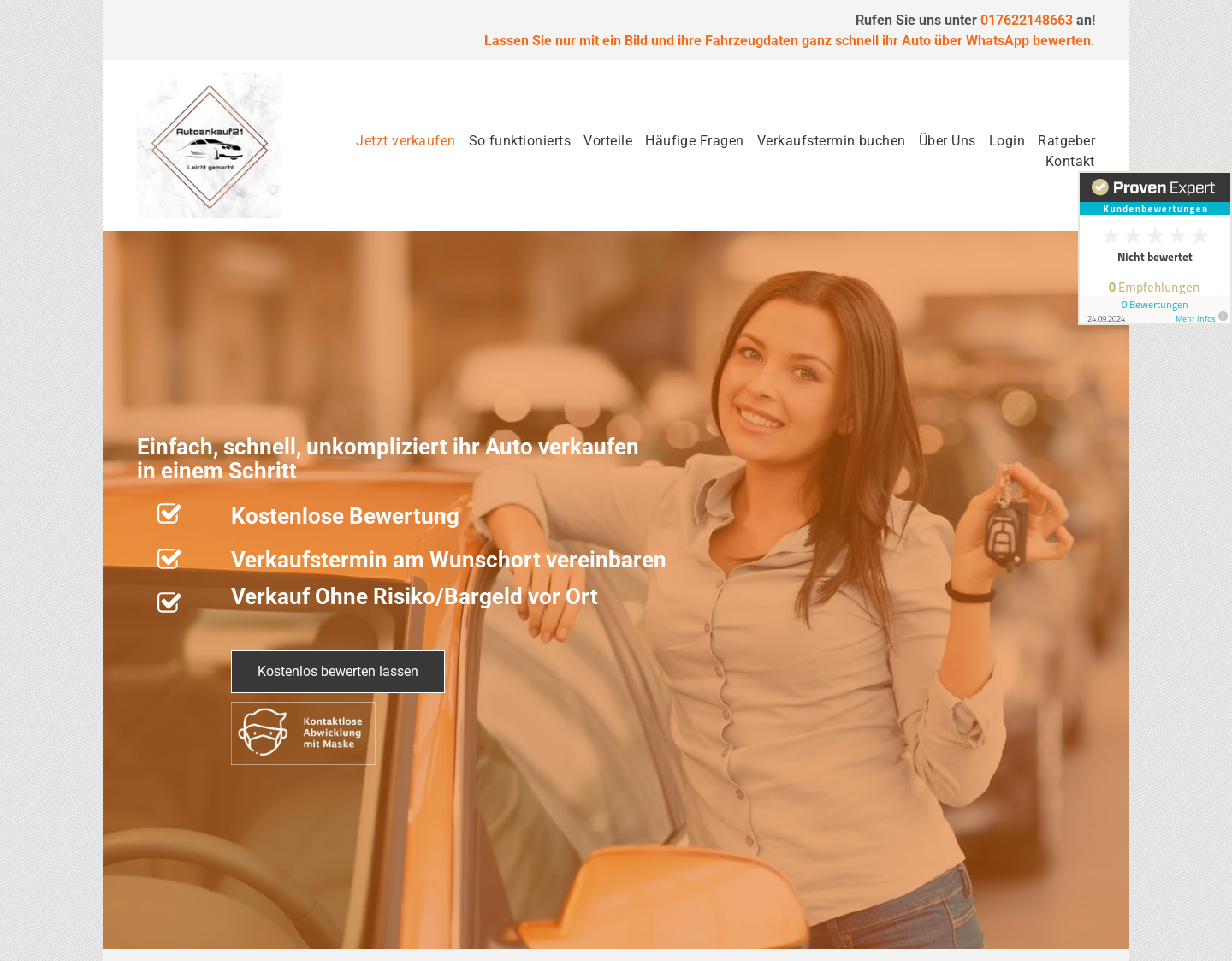 Aktuelle Website-Vorschau von Autoankauf21
