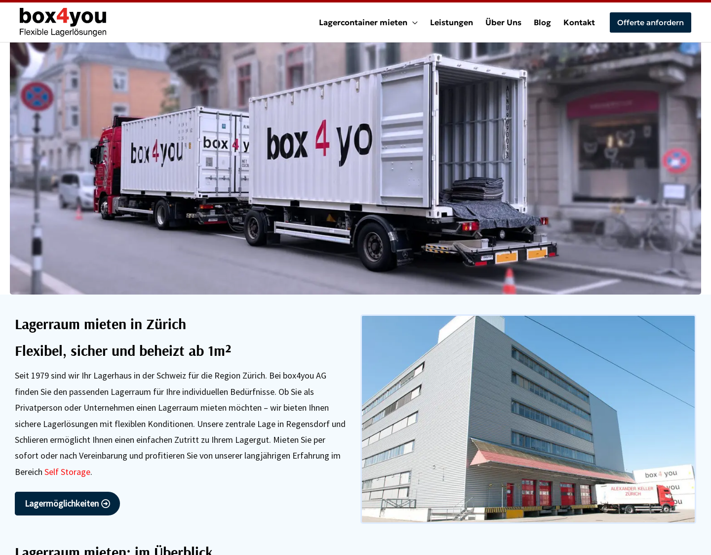 Aktuelle Website-Vorschau von box4you AG