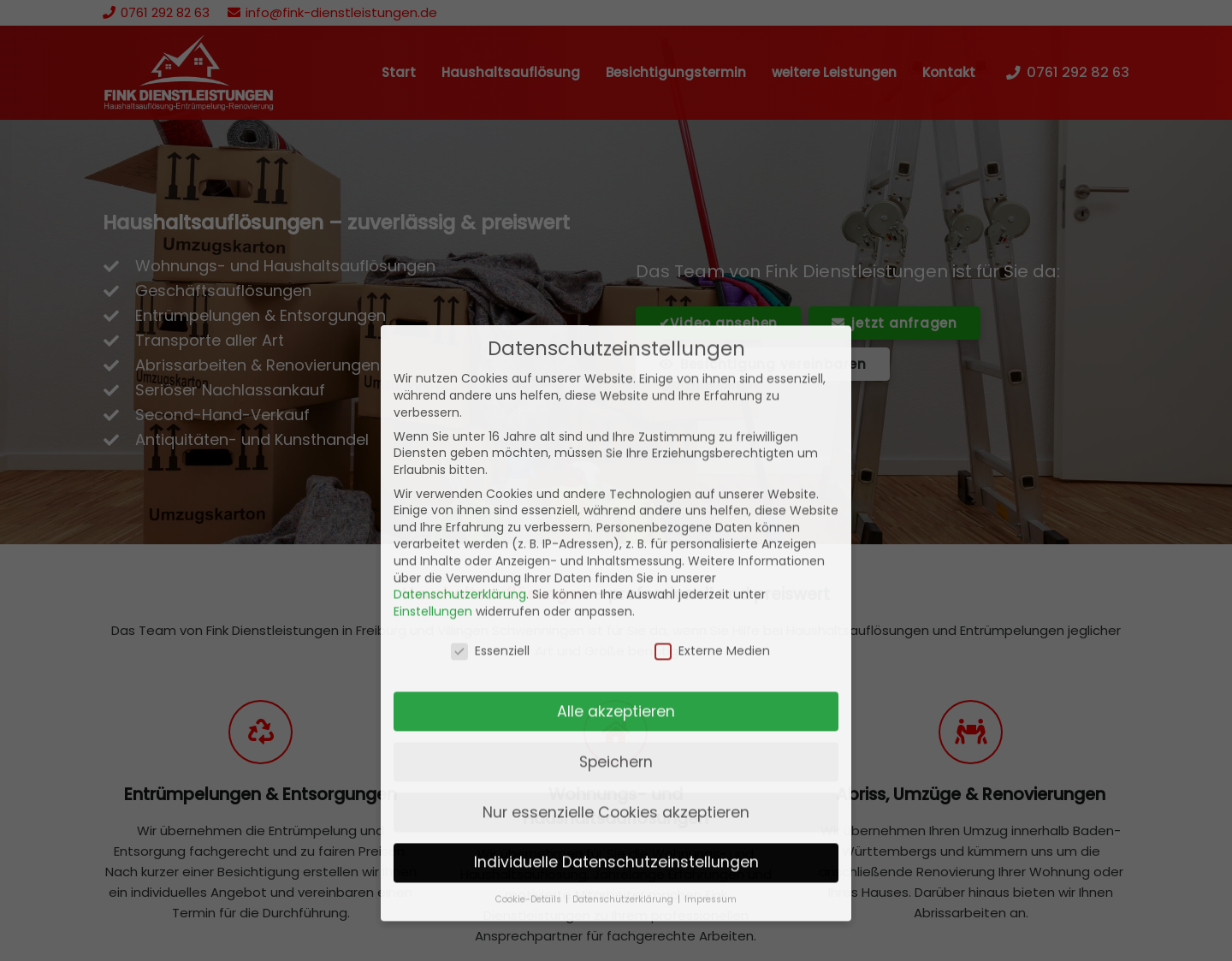 Aktuelle Website-Vorschau von Entrümpelung