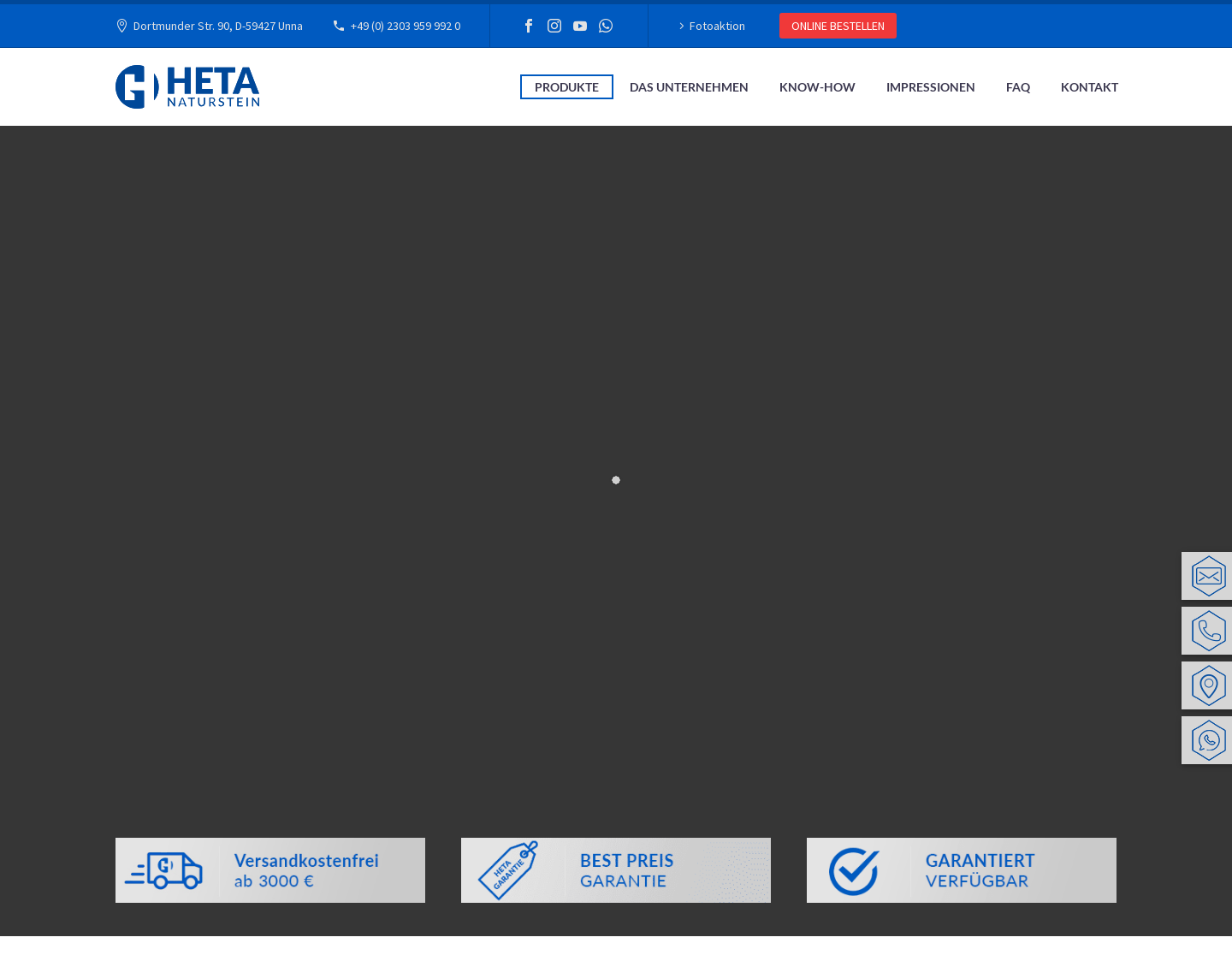 Aktuelle Website-Vorschau von HETA Naturstein