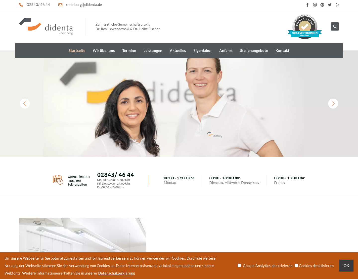 Aktuelle Website-Vorschau von Zahnarztpraxis Rheinberg
