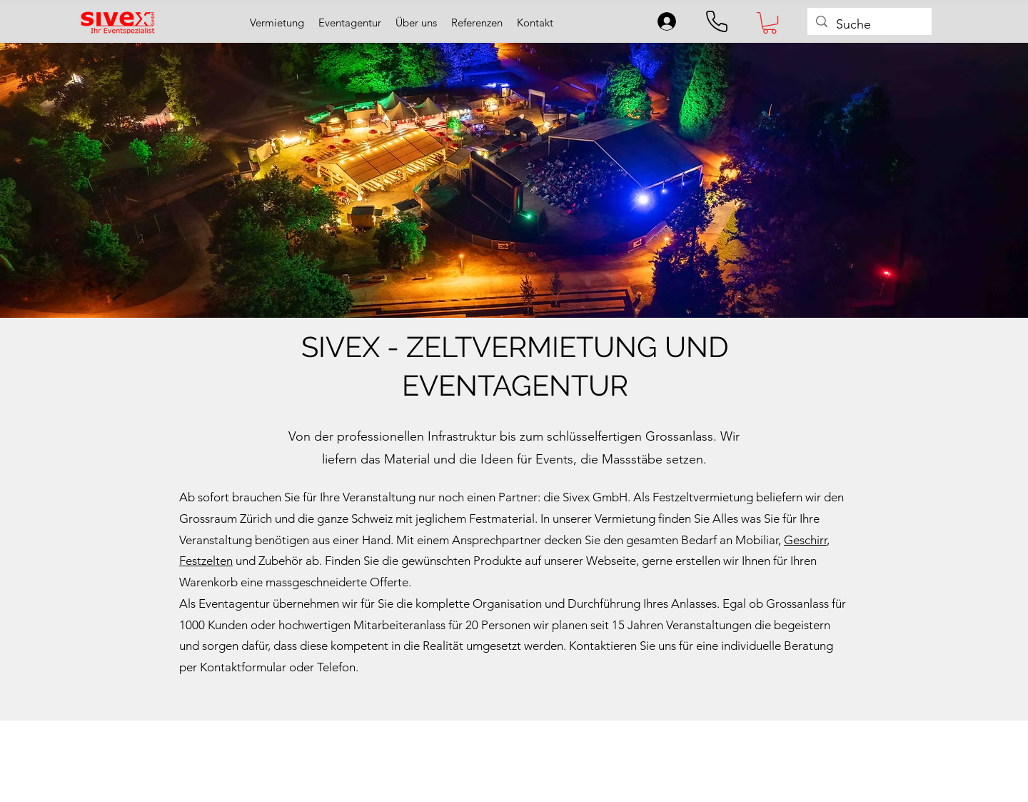 Aktuelle Website-Vorschau von Sivex GmbH Eventagentur und Festzeltvermietung