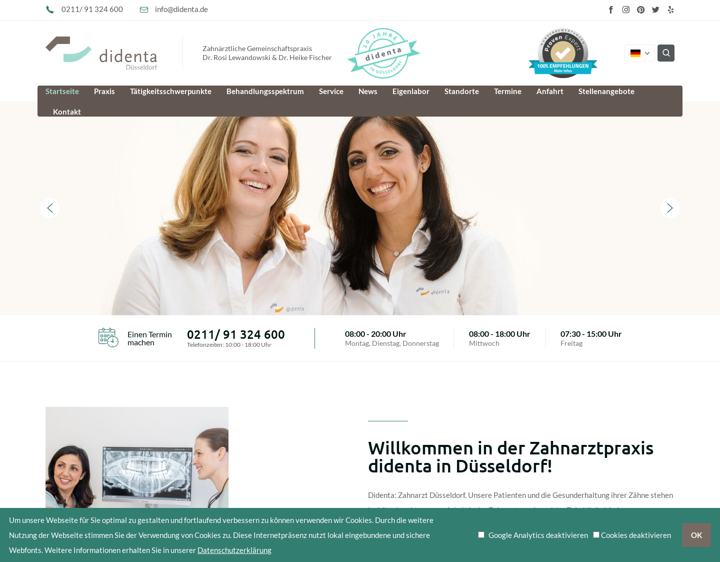 Aktuelle Website-Vorschau von Professionellen Zahnarzt in Düsseldorf