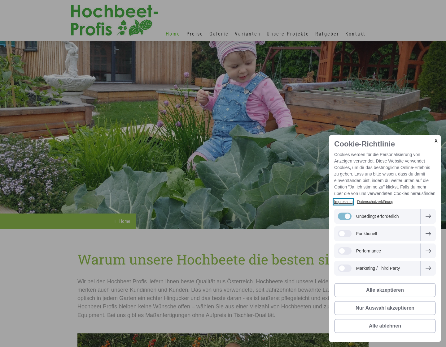 Aktuelle Website-Vorschau von Hochbeet-Profis