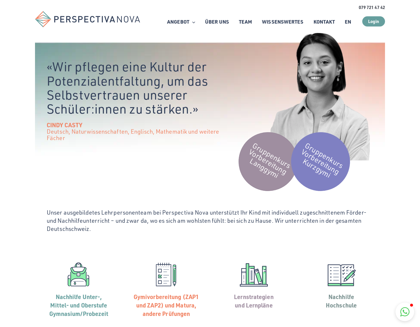 Aktuelle Website-Vorschau von Perspectiva Nova - Nachhilfe Zürich
