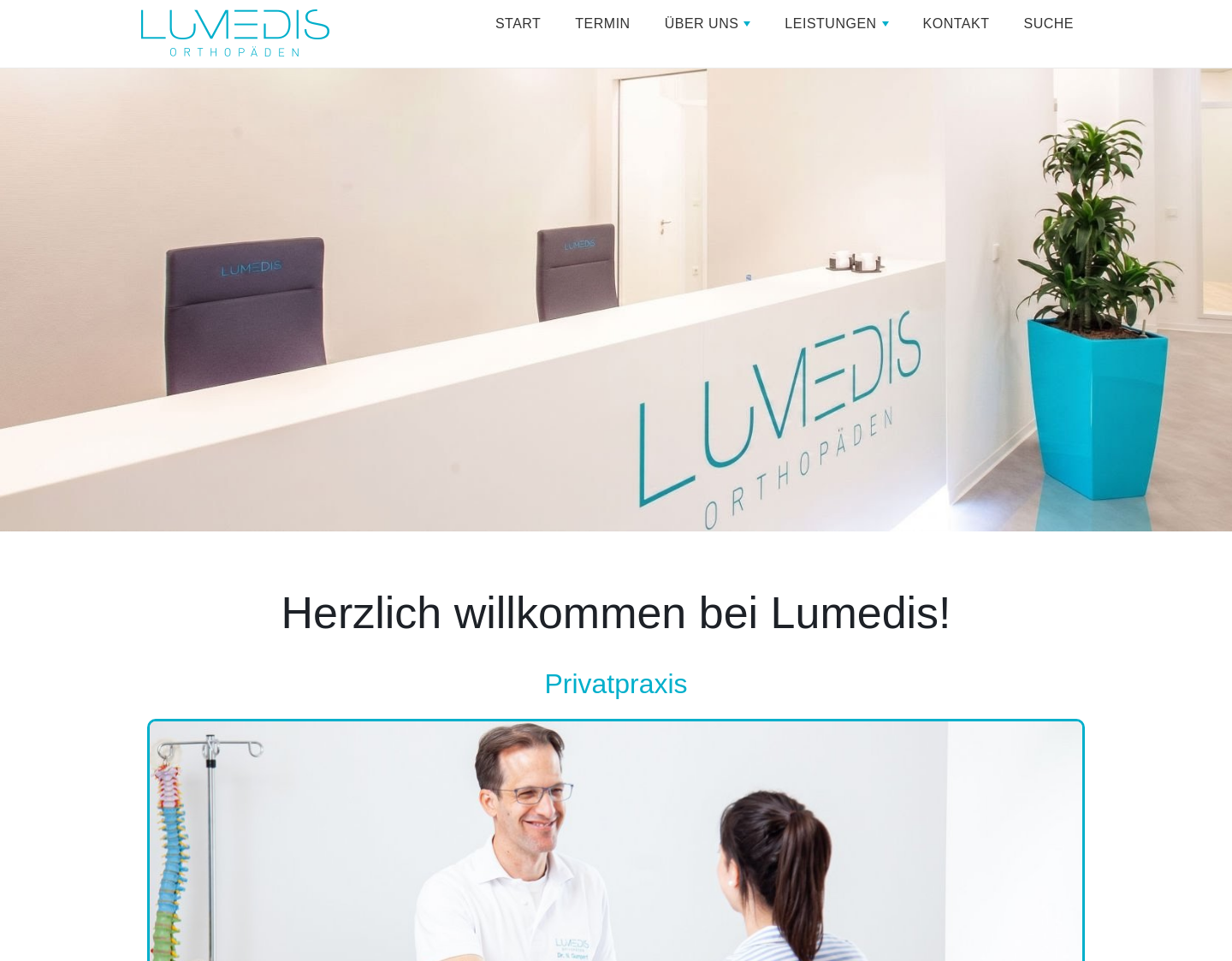 Aktuelle Website-Vorschau von Lumedis - Orthopäden
