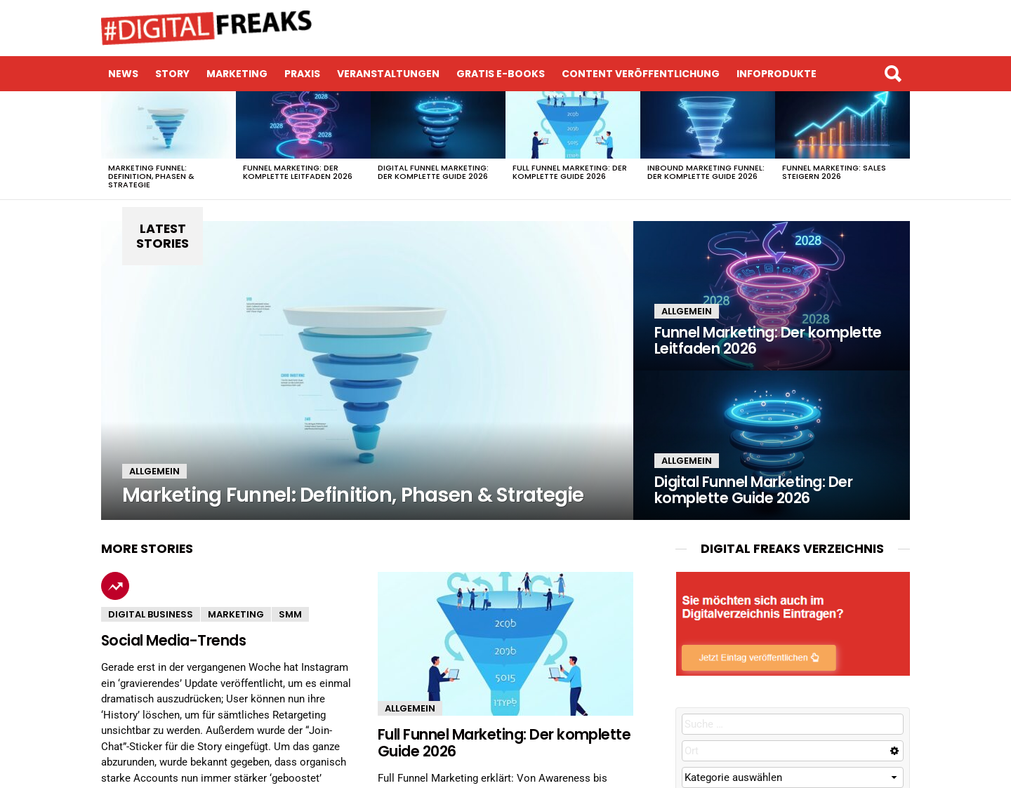 Aktuelle Website-Vorschau von Marketing Magazin für Freelancer und Digital Mark