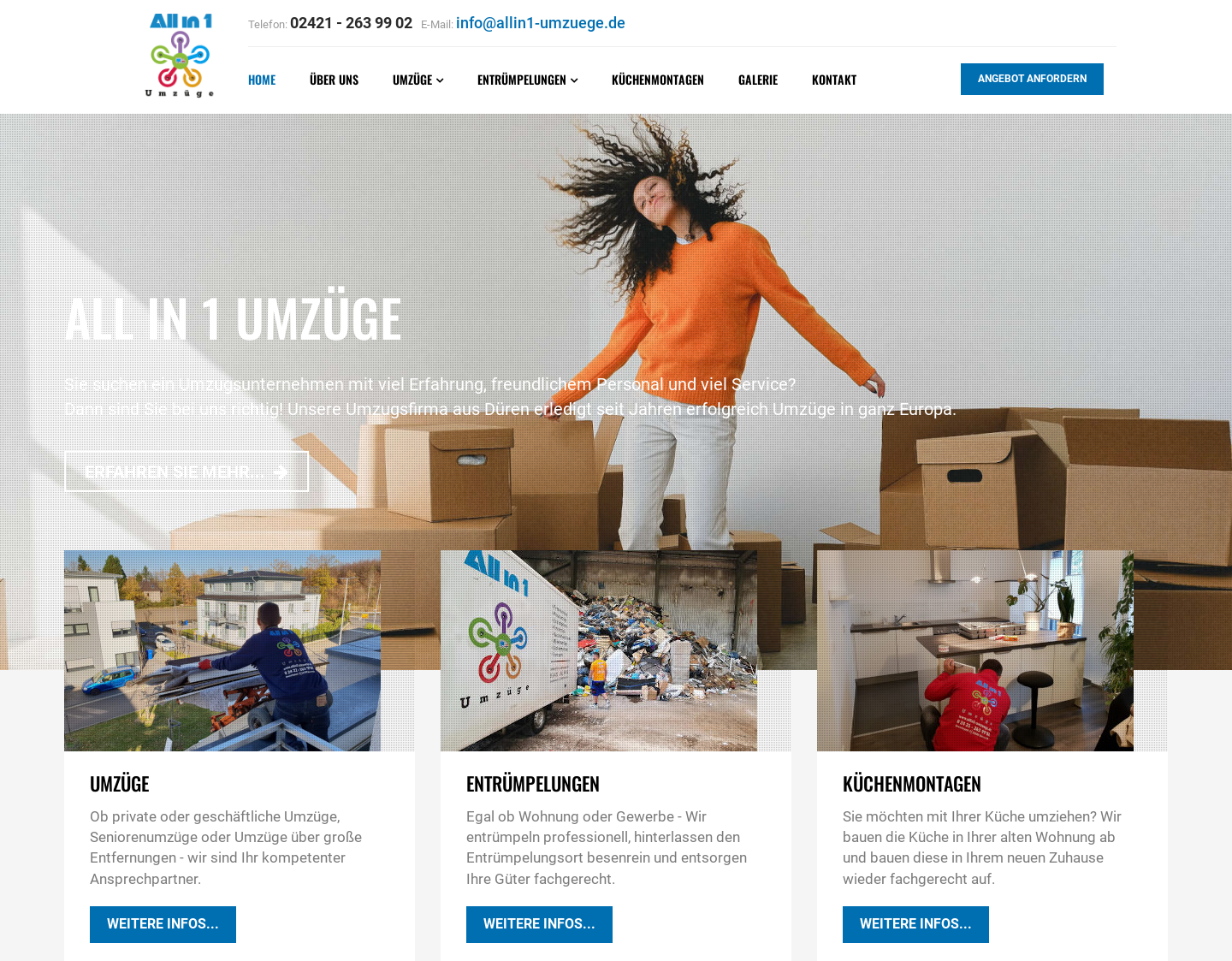 Aktuelle Website-Vorschau von All in 1 - Umzugsunternehmen Düren