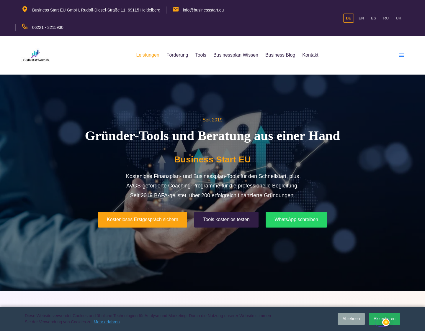 Aktuelle Website-Vorschau von Businessstart