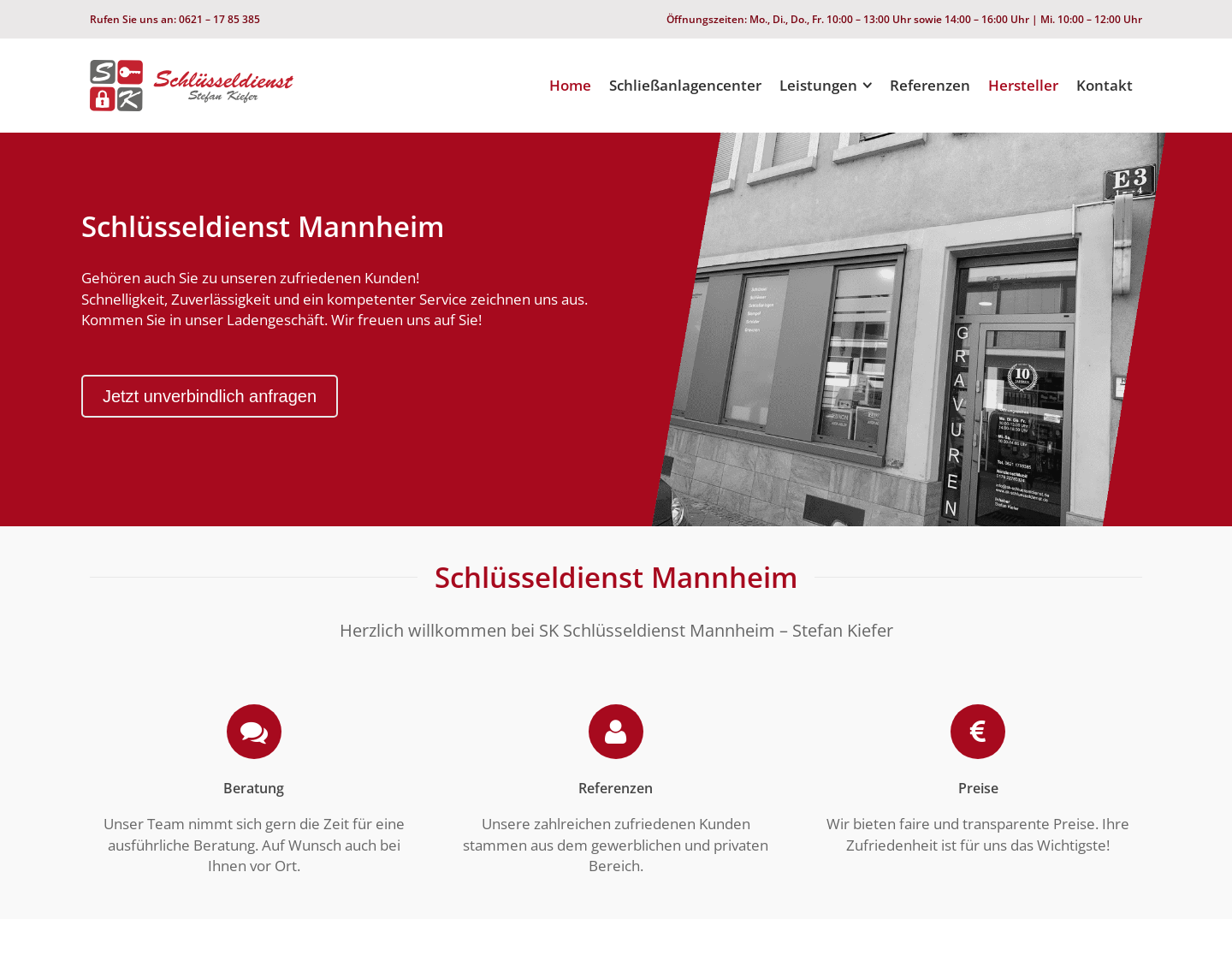 Aktuelle Website-Vorschau von Schluesseldienst Stefan Kiefer Mannheim
