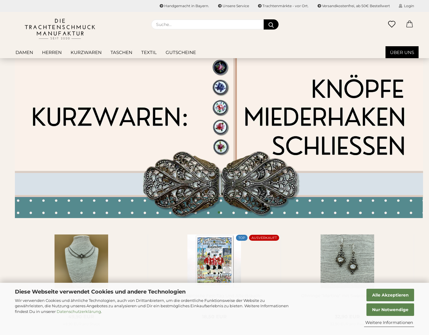 Aktuelle Website-Vorschau von Die Trachtenschmuck-Manufaktur