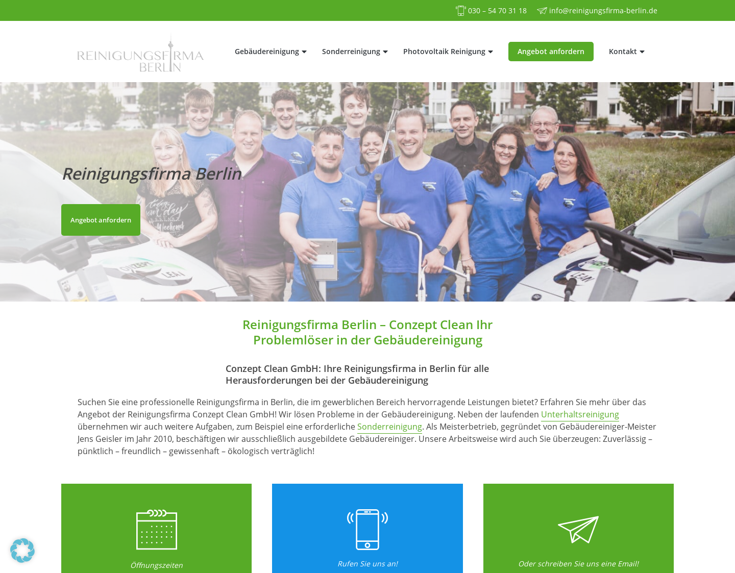 Aktuelle Website-Vorschau von Reinigungsfirma