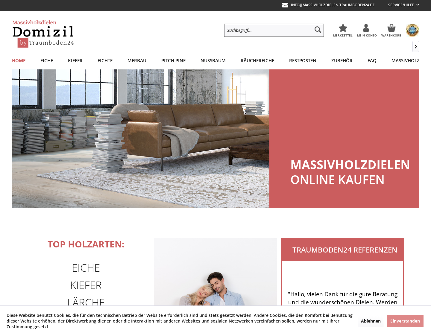 Aktuelle Website-Vorschau von Massivholzdielen Domizil