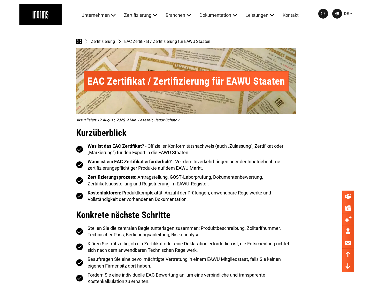 Aktuelle Website-Vorschau von Inorms