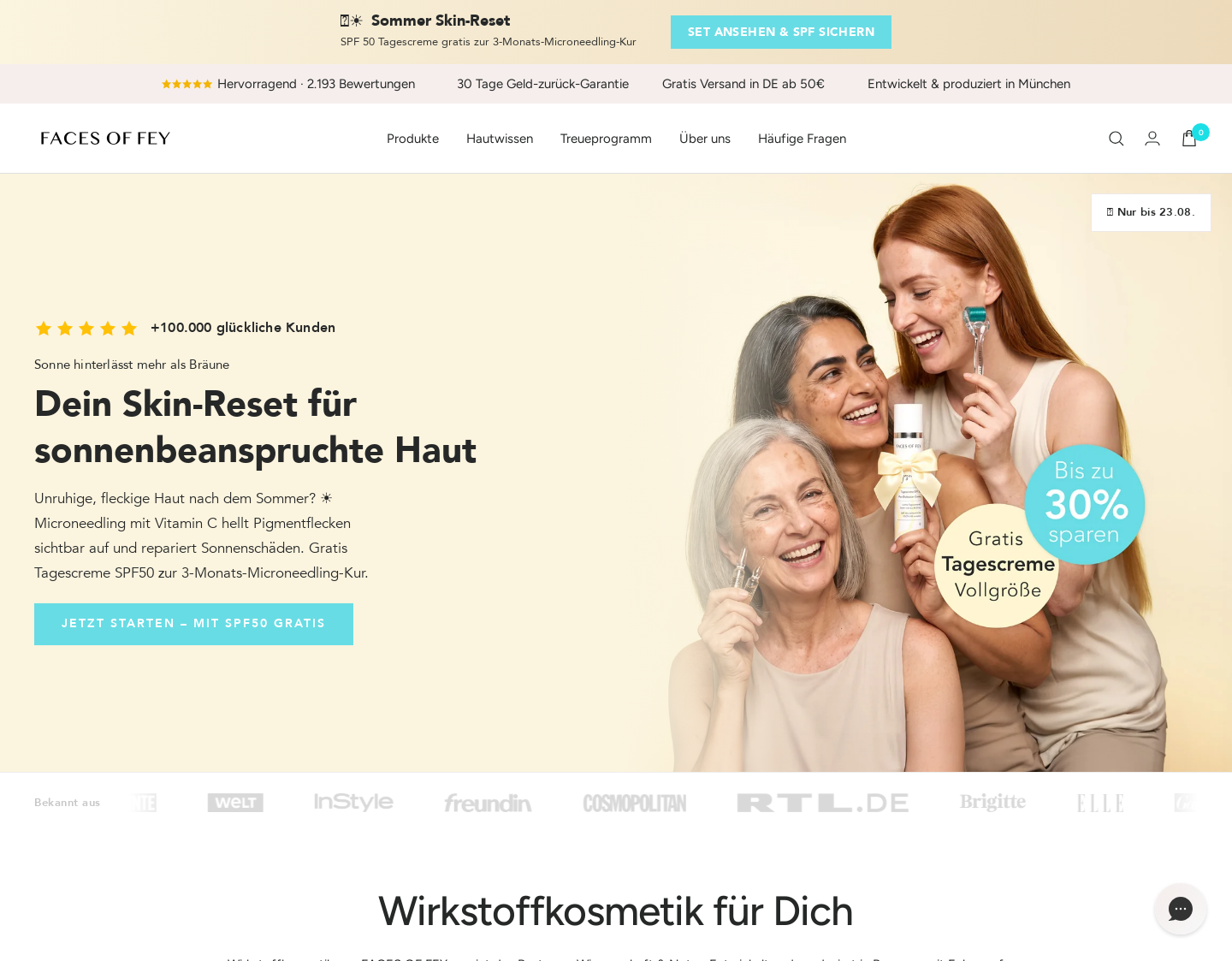 Aktuelle Website-Vorschau von FACES OF FEY