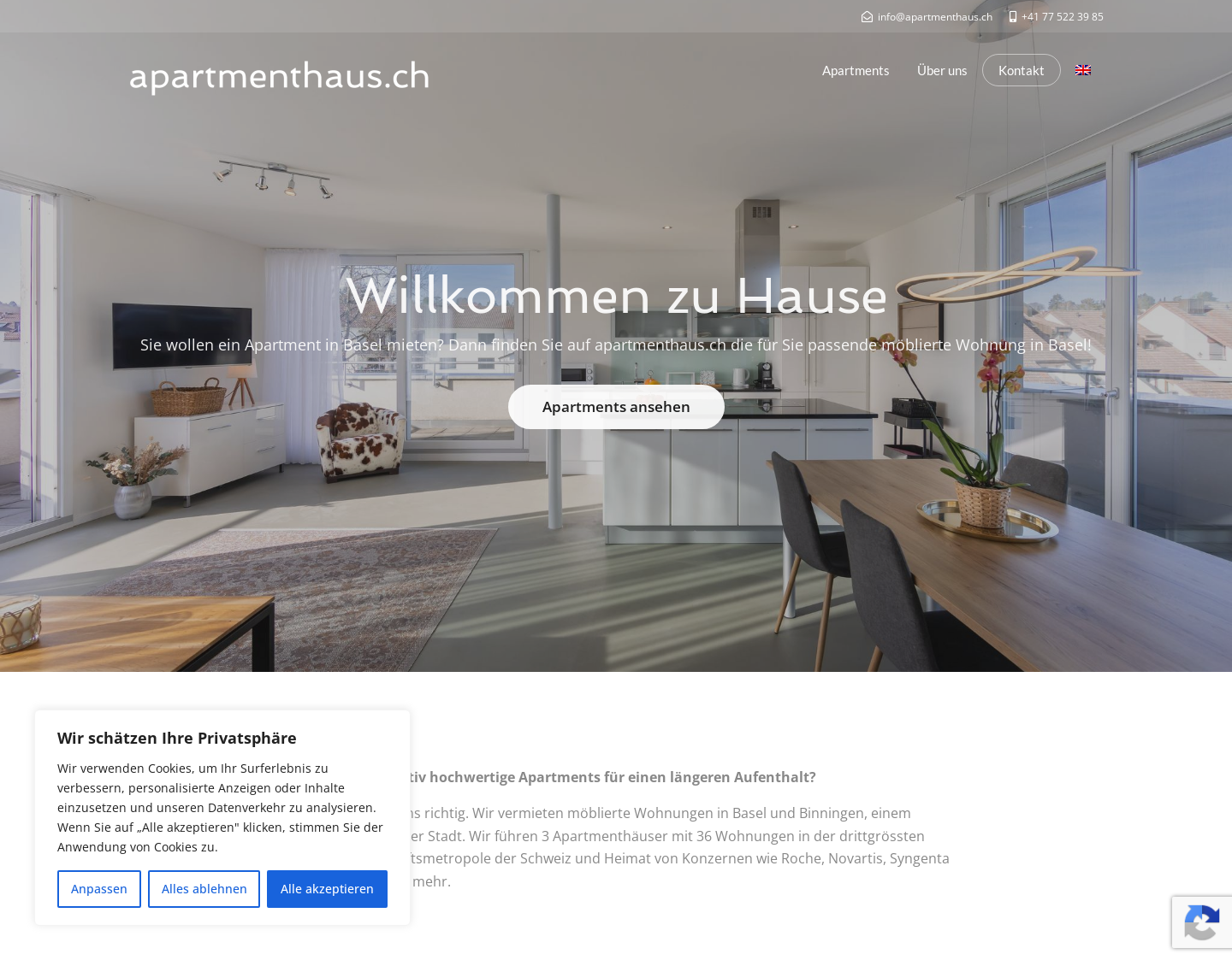 Aktuelle Website-Vorschau von Serviced Apartments in Basel