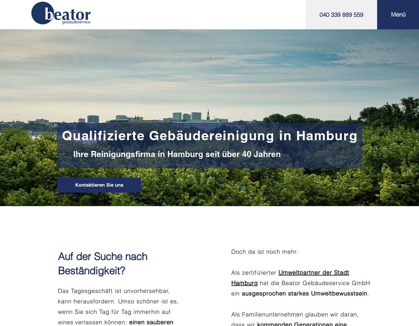 Aktuelle Website-Vorschau von Beator Gebäudereinigung GmbH