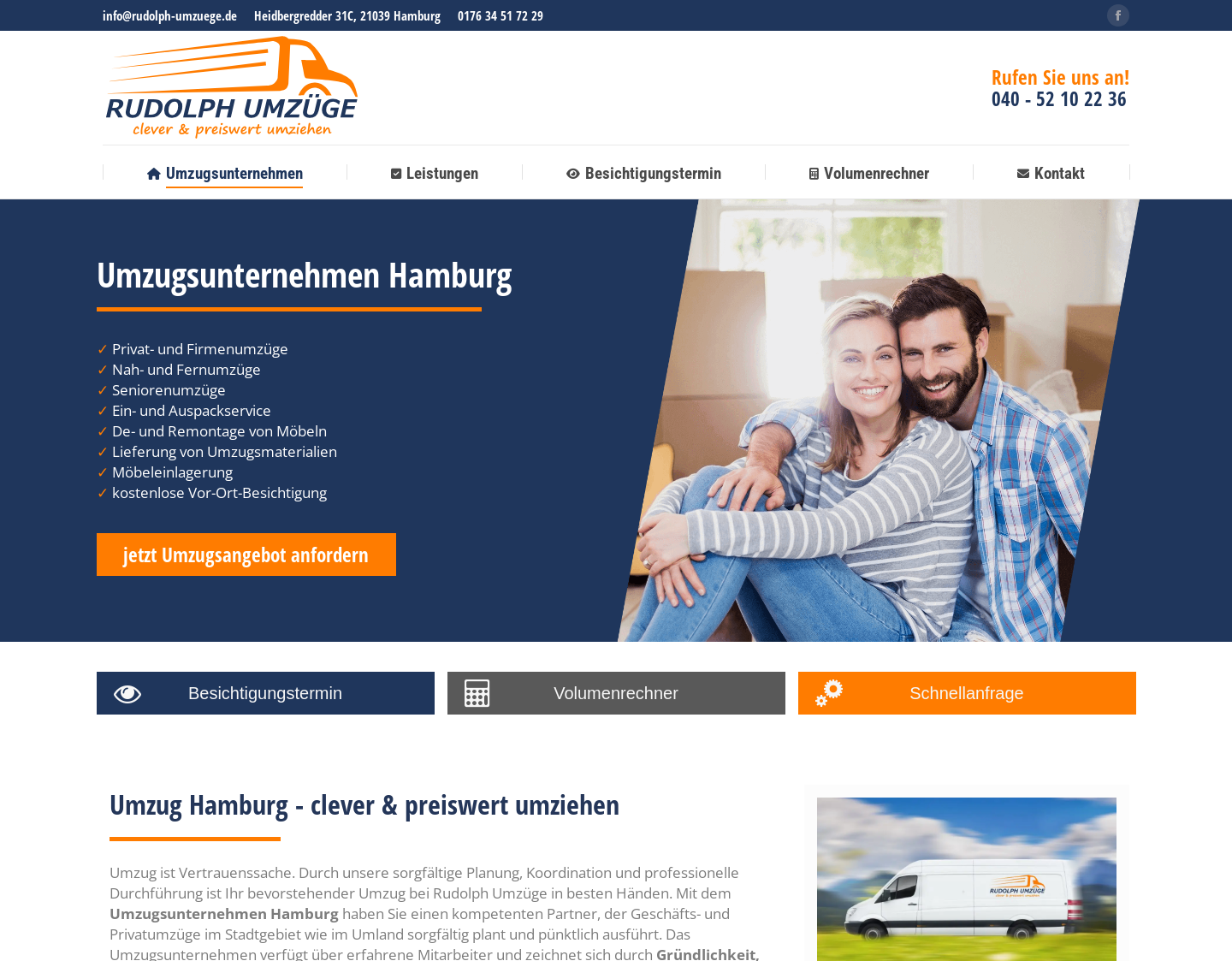 Aktuelle Website-Vorschau von Umzugsfirma Hamburg - Rudolph Umzüge