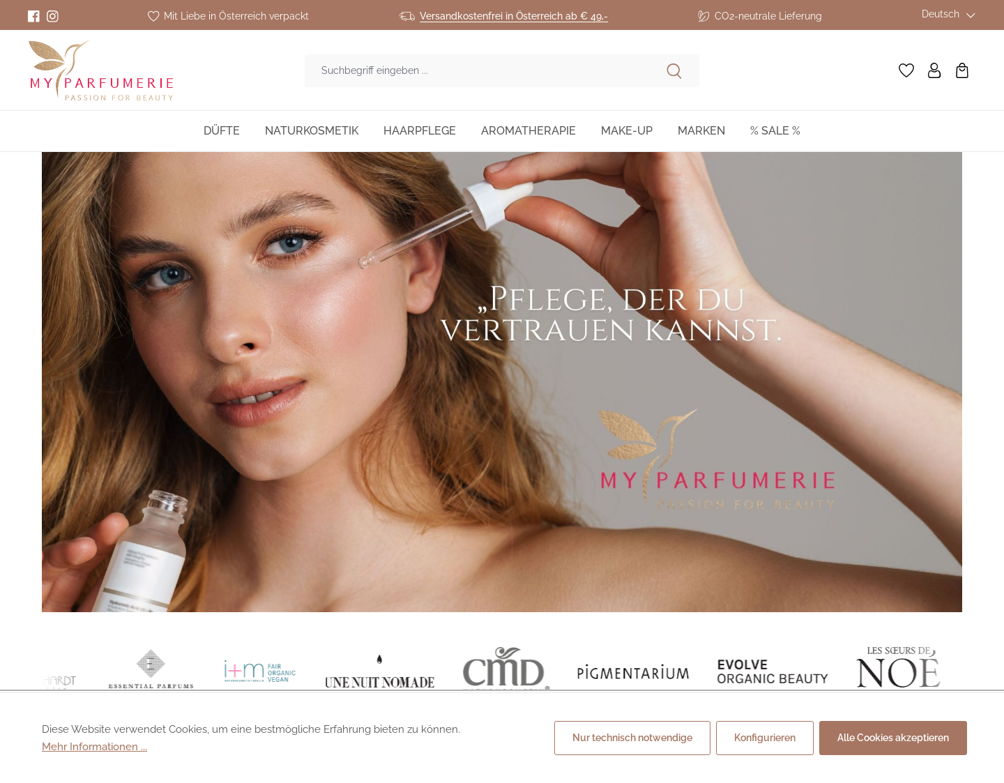 Aktuelle Website-Vorschau von MyParfumerie - Hochwertige Parfums, Naturkosmetik