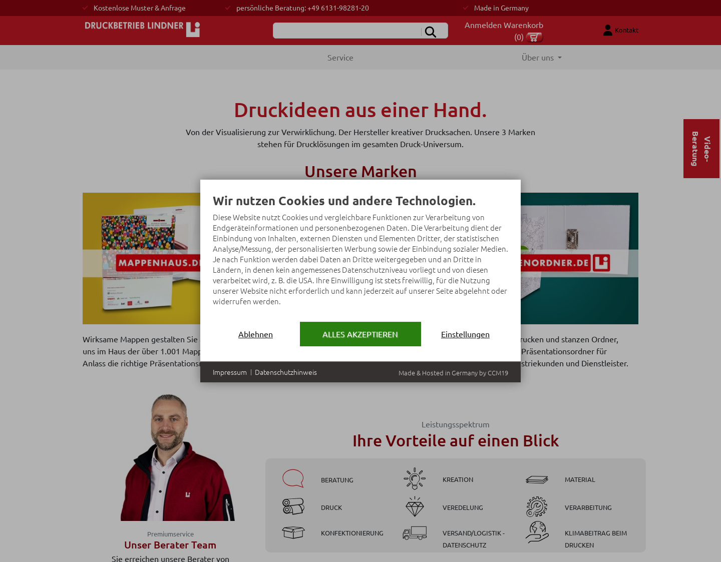 Aktuelle Website-Vorschau von Druckbetrieb Lindner