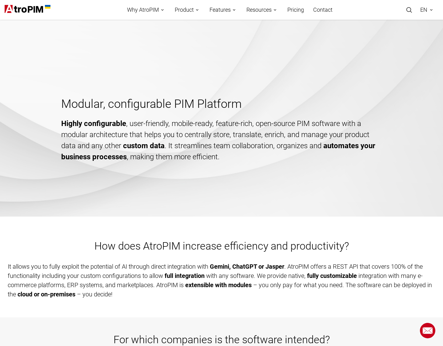 Aktuelle Website-Vorschau von AtroPIM - freie Open-Source PIM Software