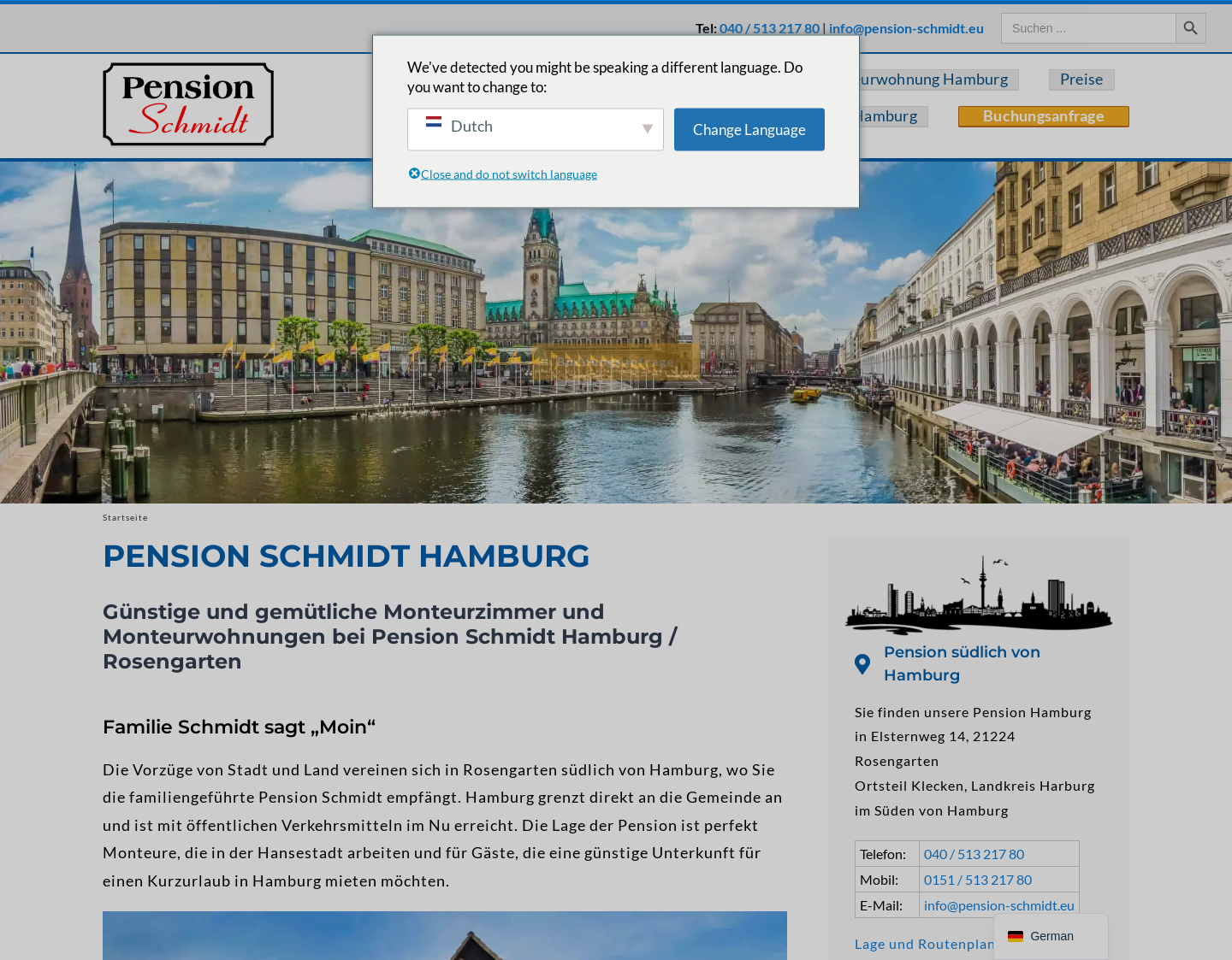Aktuelle Website-Vorschau von Pension Schmidt