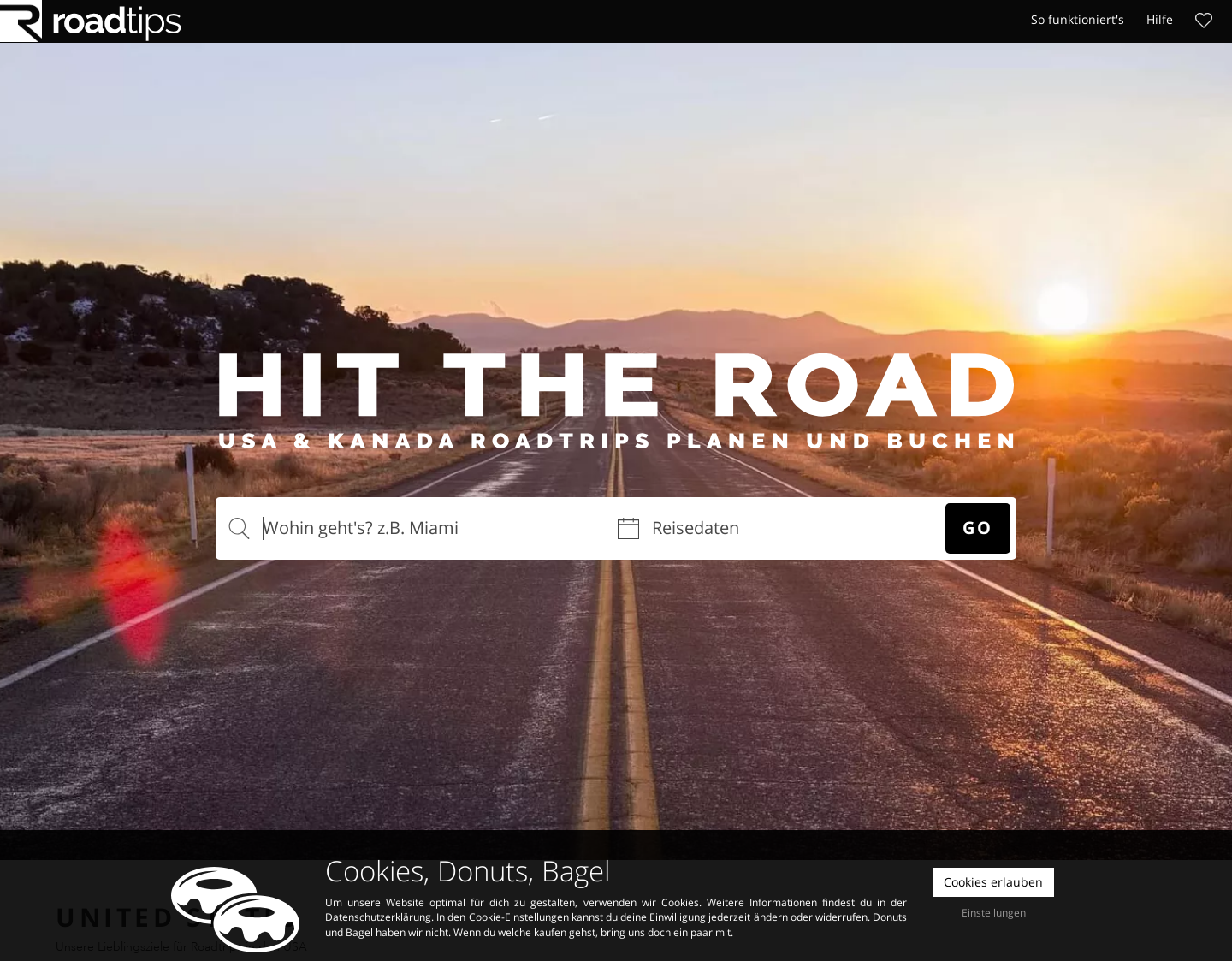 Aktuelle Website-Vorschau von Roadtips - USA & Kanada Roadtrips